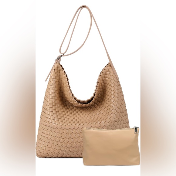 Handbags - Elegant Tan Woven Women's Bag stylish slouch, Crossbody purse bag brand new Hobo